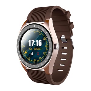 V5 1.54in Full Touch Screen Support Sim Card BT Call Smart Watch Phone Sleep Monitor Multiple Sports Modes Fitness Bracelet BROWN COLOR