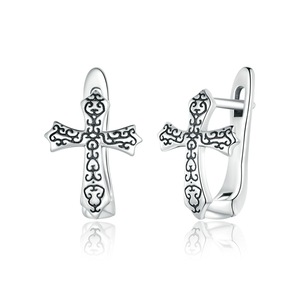 Vine Cross Earrings for Women Silver plating Jewelry