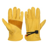 Vintage Leather Yellow Motorcycle Motorbike Sport Racing Gloves M