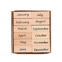 Vintage Month Wood Stamp Set Bullet Journal Rubber Stamps for Scrapbooking Cards Decoration Embossing Craft standard stamp