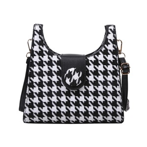 Vintage Plaid PU Leather Messenger Bag Women Buckle Flap Crossbody Shoulder Tote Popular Simple Female Daily Bag