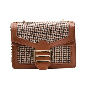 Vintage Plaid Women Shoulder Purse Fashion PU Leather Houndstooth Crossbody Bags Popular Simple Female Daily Bag