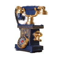 Vintage Rotary Telephone Statue Antique Shabby Old Phone Figurine Home Decorations