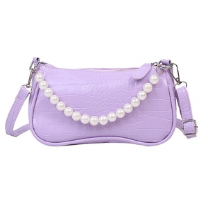 Vintage Stone Pattern Shoulder Handbag PU Pearl Handle Totes Women Classic Texture Creative Delicate Design Chic Crossbody Bag