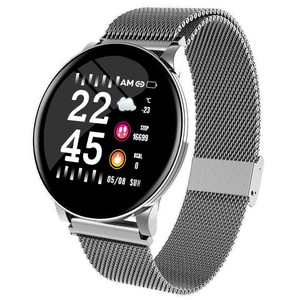 W8 Business Style Wristband Heart Rate Blood Pressure Oxygen Test IP67 Smart Watch SILVER COLOR