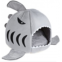 Washable Shark Pet House Cave Bed for Small Medium Dog Cat with Removable Cushion and Waterproof Bottom