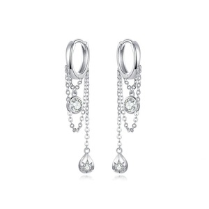 Waterdrop Round Geometric Chain Dangle Earrings for Women Silver plating Female Fashion Jewelry