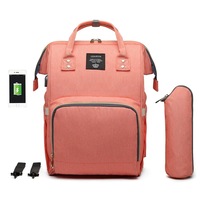 Waterproof Baby Nappy Diapers Bags Tote Mummy Travel USB Port Backpack PINK COLOR