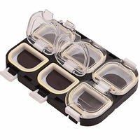 Waterproof Magnet Portable 6 Compartments Fishing Hooks Accessories Box BLACK COLOR