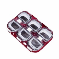 Waterproof Magnet Portable 6 Compartments Fishing Hooks Accessories Box RED COLOR
