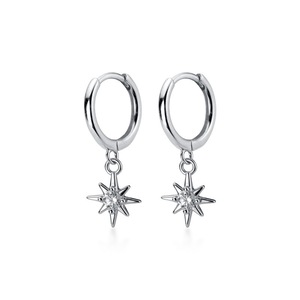 Wedding Jewelry Hoop Earrings with Star Charm Women Silver plating Lady Jewelry