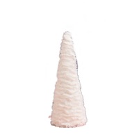 White Snow Flower Flannelette Christmas Tree Shape Decoration for Home Tabletop 28cm high
