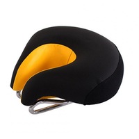 Wide Bicycle Bike Seat No Nose Mountain Saddle Comfortable Cycling Saddle Cushion High Resilience Black orange_Average size