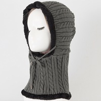 Windproof Knitted Hat Beanies Scarf Winter Warm Outdoor Camping Cycling Head Scarves GREY COLOR