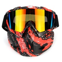 Windproof Ski Motorcycle Motocross Full Face Mask Goggles UV Protect Detachable