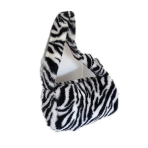 Winter Vintage Zebra Pattern Shoulder Underarm Bag Female Plush Autumn Handbag Soft Warm Fur Tote Purse For Lady Bag