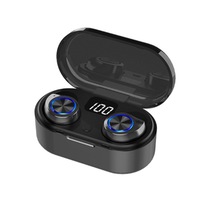Wireless Bluetooth Headset 5.0 Digital Display In-ear TWS Sports Earbuds Smart Touch Headset-Black