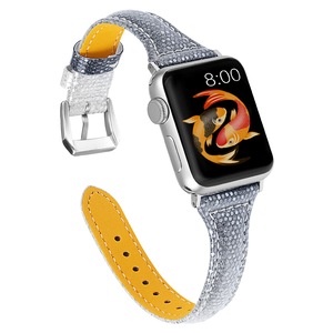 Woman Leather Gradient Color Bands, Replacement Strap Wristband Compatible with Apple Watch Series 5/4/3/2/1 (SILVERGRADUALLYBLACK, 38/40mm)