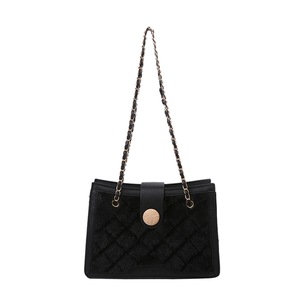 Women Big Capacity Commuter Shoulder Handbag Solid PU Plush Street Messenger Bag Popular Simple Female Daily Bag