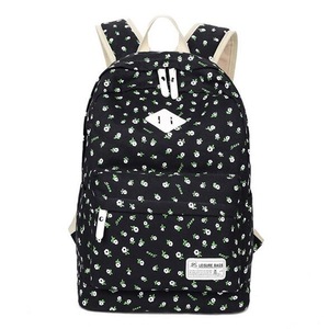 Women Canvas Floral Backpack Casual Shoulder Bag Travel Laptop School Bag Rucksack BLACK COLOR