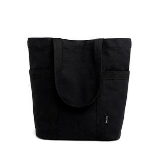 Women Canvas Handbag Shoulder Bag Beach Travel Tote Grocery Shopping Storage Pouch BLACK COLOR
