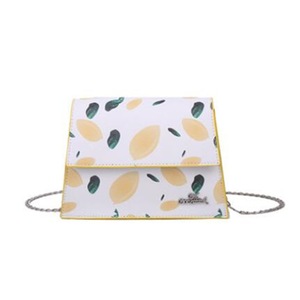 Women Chain Crossbody Bag Summer Plant Print PU Flap Daily Shoulder Pouch Youth Ladies Simple Versatile Bag