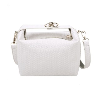 Women Crossbody Bag Woven Square Box Fashion PU Leather Travel Shoulder Handbag Youth Ladies Simple Versatile Bag
