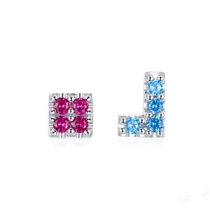 Women Earrings Blue Pink Color Tetris Stud Earrings Stud for Women Silver plating Jewelry