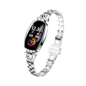 Women Fashion Bluetooth Smart Bracelet Fitness Tracker Waterproof Heart Rate Blood Pressure Smart Watch for Android iOS (BRIGHT SILVER)