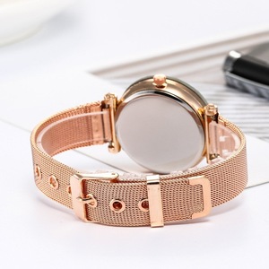 Women Fashion Quartz Wrist Watch Stainless Steel Strap Buckle and Watchcase Watch black