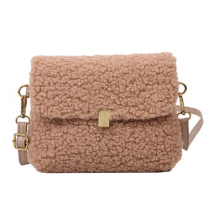 Women Fleece Shoulder Handbag Flap Solid Color Clutch Retro Women Messenger Bag Popular Simple Female Daily Bag
