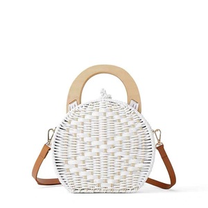 Women Hand Bags Round Rattan Beach Small Messenger Single Shoulder Crossbody Bags For Ladies Female Hand Woven Outdoor Bag