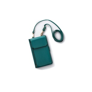 Women Large Capacity Card Slot Wallet Shoulder Bag Messager Bag for Mobile Phone under 6.5 inch GREEN COLOR