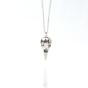 Women Men Fashion Punk Alloy Crow Skull Pendant Necklace Choker Halloween Jewelry Ancient silver