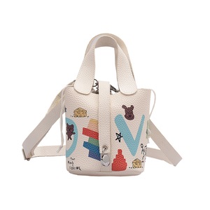 Women Mini Pu Leather Shoulder Bag Classic Texture Delicate Creative Design Chic Simple Graffiti Litchi Pattern Messenger Handbag