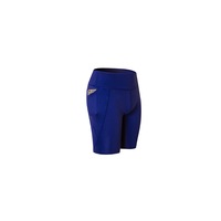 Women Performance Athletic Compression Shorts With Side Pocket - Blue