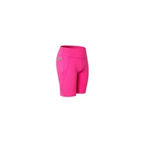 Women Performance Athletic Compression Shorts With Side Pocket - Rose Red