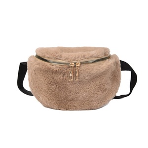 Women Plush Waist Bag Solid Color Fanny Pack Pouch Casual Street Belt Chest Crossbody Shoulder Lady Money Purse