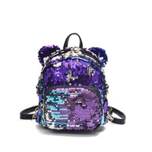 Women PU Leather Backpack Girls Bling Sequins Shoulder Bag Mini Small School Bookbag Student Teenager Backpack