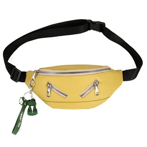 Women Pu Leather Chest Bag Classic Texture Delicate Creative Zipper Belt Purse Animal Pendant Crossbody Packs