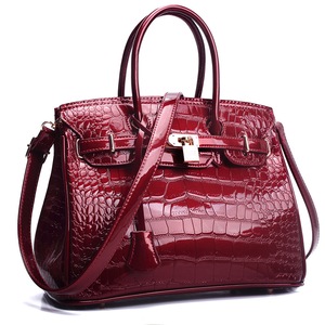 Women Pu Leather Handbag Fashionable Crocodile Pattern Shoulder Bag Classical Tote Crossbody Bag