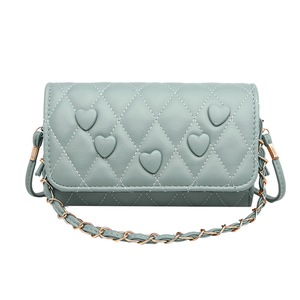 Women PU Love Shoulder Messenger Bags Popular Simple Female Daily Bag Fashion Lattice Pattern Crossbody Handbag