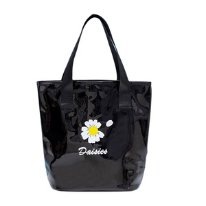 Women PVC Daisy Pattern Tote Bag, Fashion Shoulder Bag Large Capacity Handbag Cosmetic Storage bag for Daily Use
