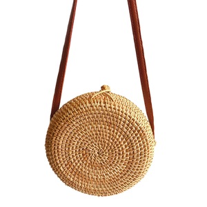 Women Retro Crossbody Bags Circle Handwoven shoulder bags Round Rattan Straw Beach Bag Crossbody bag