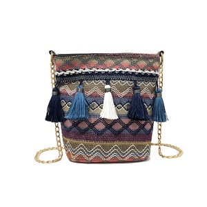 Women Ring Handle Straw Bucket Barrel Bag Beach Pouch Rattan Messenger Handbag Tote Outdoor Travel 1 STYLE