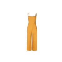 Women's High Waist Backless Sleeveless Wide Leg Long Pants Jumpsuits - YELLOW