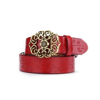 Women's Leather Belt Carved Ladies Pure Retro Leather Belt