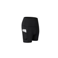 Women'S Shorts High Waist Workout Yoga Shorts Tummy Control Shorts Side Pocket - Black