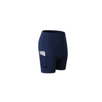 Women'S Shorts High Waist Workout Yoga Shorts Tummy Control Shorts Side Pocket - Navy