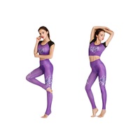 Women's Yoga High Waist Tummy Tight Pants Short Sleeve Fitness Clothes Suit - 1#